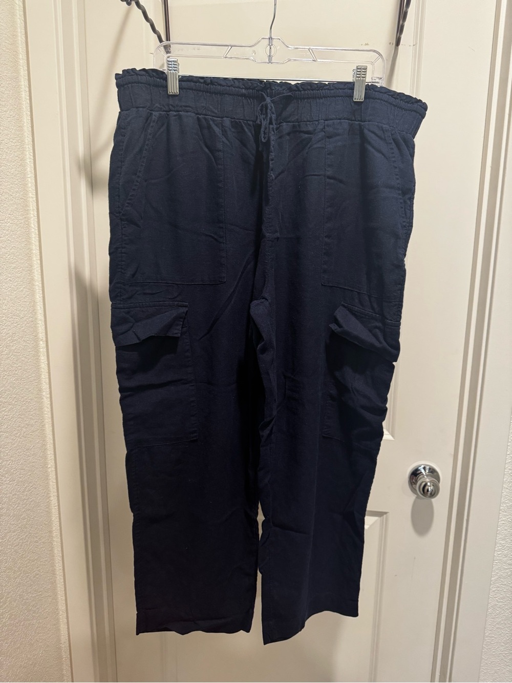 Time and Tru Linen Navy Cargo Jogger Pants XL